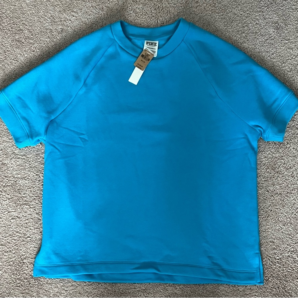Pink Fleece Short-Sleeve Crewneck Sweatshirt NWT